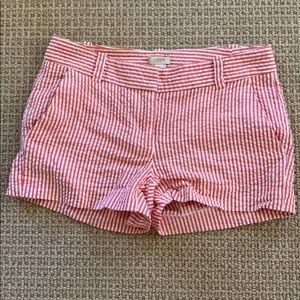 Jcrew red and white striped shorts